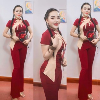 Sét Bộ Áo Cổ Tàu Mặc Tết Phối Dây- Quần Dài Ống Vừa - Mã TL06