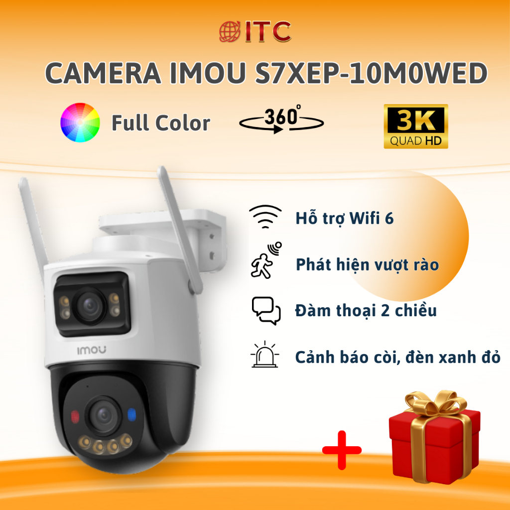 Camera Wifi Ngoài Trời 2 Mắt Kép Imou S7XEP (Cruiser Dual 2) 6MP/10MP - Đèn nháy xanh đỏ