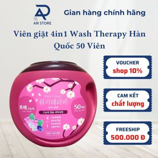   Hàng Mới  Viên Giặt Đậm Đặc Siêu Thơm 4in1 Wash Therapy Dành Cho Quần Áo Tiện Lợi Tiết Kiệm Hàng Hàn Quốc Hộp 50 viên 