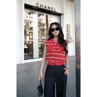 Áo len dệt kim sát nách túi BASIC LUNE TOP