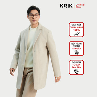 Áo Khoác Măng Tô Nam KRIK Form Regular Chất Liệu Mềm Mại Thiết Kế Cúc Cài Độc Đáo AK5143