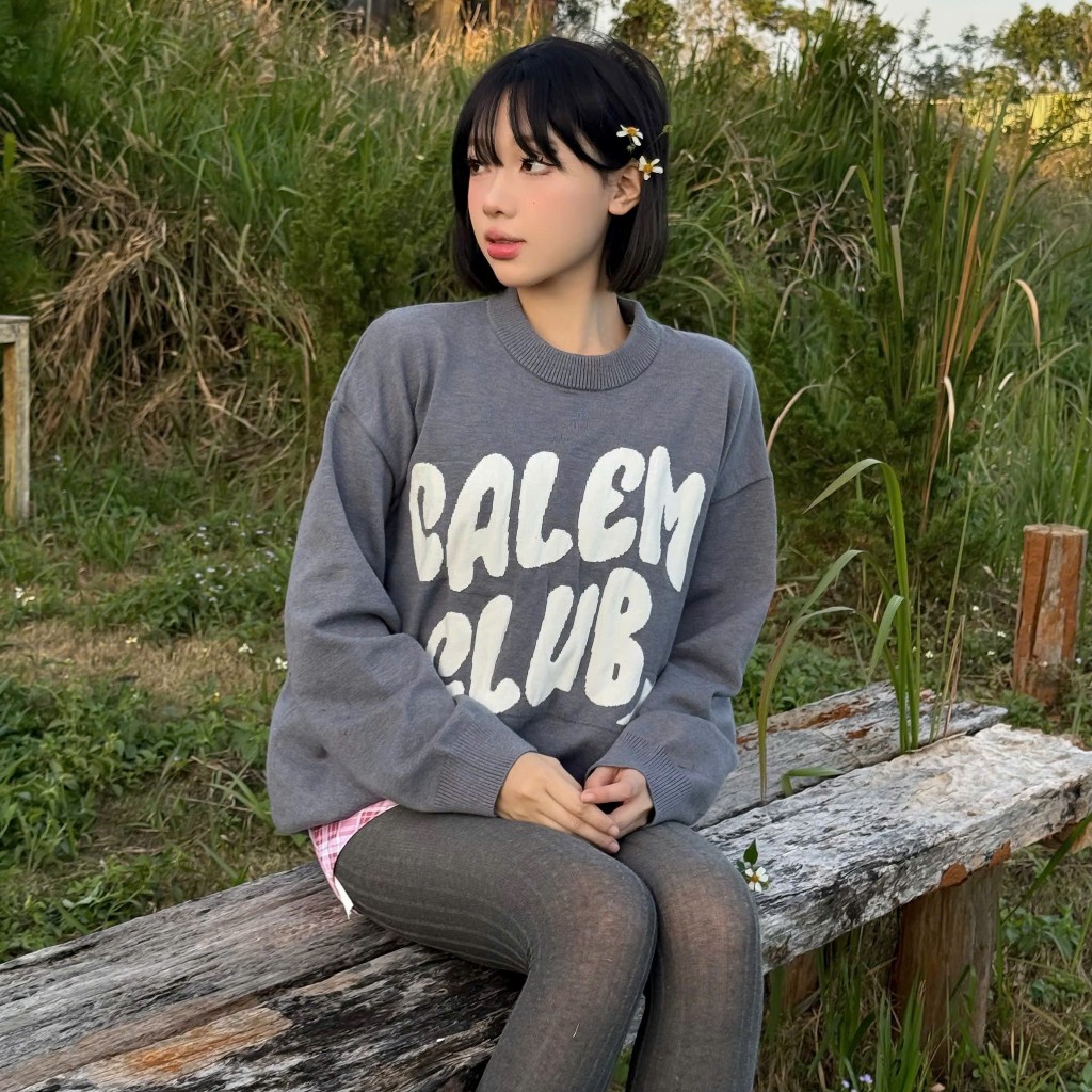 Áo len tay dài CALEM CLUB JUMPER chất len dệt kim Premium cổ tròn form rộng unisex nam nữ thu đông | BigBuy360 - bigbuy360.vn