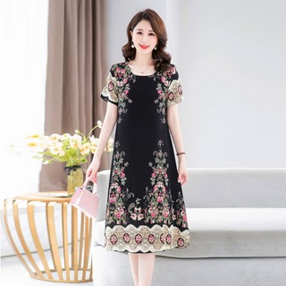 Váy nữ cho người trung niên dáng suông V18 - Áo đầm thời trang cho mẹ, bà giá rẻ Bigsize mặc U40 U50 U60 U70 U80 mùa hè