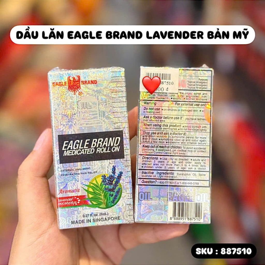Dầu gió xanh con ó EAGLE BRAND 8ml Dạng Lăn
