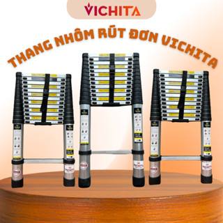 Thang Nhôm Rút VICHITA 3M8 - 4M4 - 5M - 5M4 - Tặng Ốp Thang Chống Trượt + 2 Chốt Thang Nhôm - Nhập Khẩu Cao Cấp