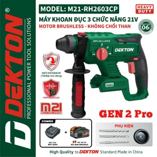 Máy khoan bê tông pin DEKTON M21-RH2603CP, Gen 2 Không chổi than 3 Chức năng Anti kickback