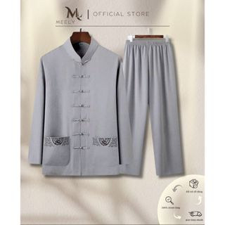  Trang Phục Trung Niên MEELY STORE Bộ Nam Trung Niên Chất Liệu Đũi Hoạ Tiết Túi Thêu Nhã Nhặn 