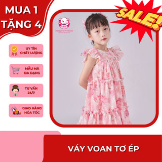   TIỆM MAY MẸ VOI XINH-TẶNG PHỤ KIỆN  Váy bé gái đầm bé gái vải tơ ép màu hồng tây cho bé gái từ 7-40kg 