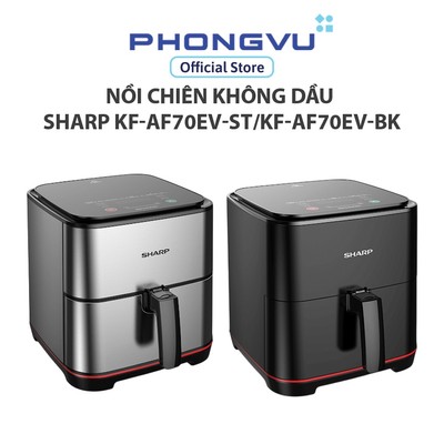 Nồi chiên không dầu Sharp KF-AF70EV-BK/KF-AF70EV-ST - 7L, 1600W, 8 thực đơn tự động, 80–200°C - Bảo hành 12 tháng