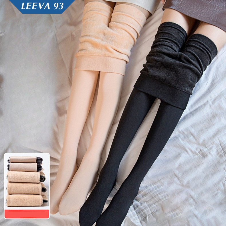 Quần tất nữ lót lông giữ nhiệt màu da và đen dày đẹp mùa đông siêu ấm