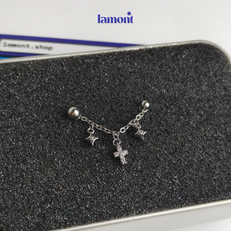 Khuyên Xích Charm Cross Drop • Lamontshop (thân 0.8mm)
