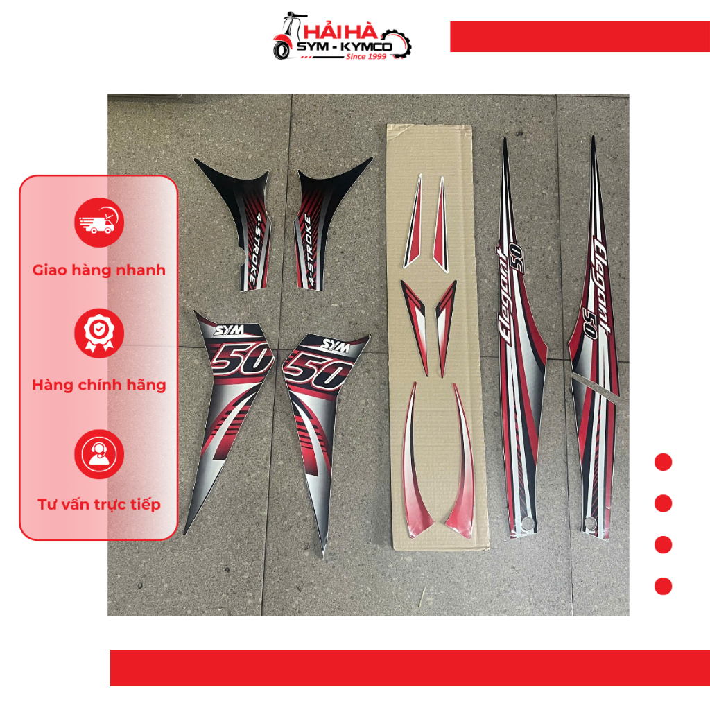 Tem xe Elegant 50cc xi nhan nằm ở bửng mã SD9 [Chính hãng SYM]