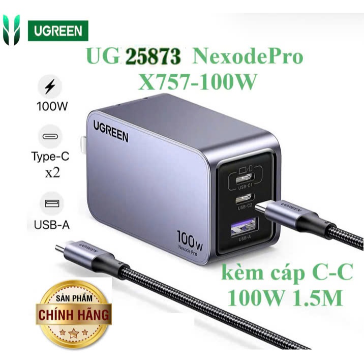 Bộ Sạc Điện thoại + Laptop Ugreen 25870 65821 65827 X616 25873 X757 Nexode Gan II 45W/100W