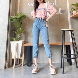 Quần Jeans Baggy Nữ Lưng Thun Dây Rút JBG612