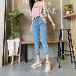 Quần Jeans Baggy Nữ Lưng Thun Dây Rút JBG612