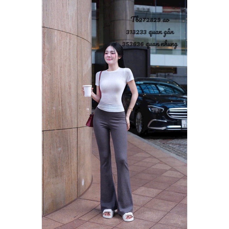 Quần ống loe thun tăm co giãn Q0048