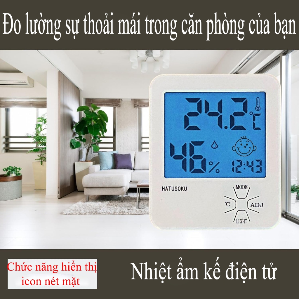 Nhiệt ẩm kế điện tử đo nhiệt độ và độ ẩm HATUSOKU Nhật Bản