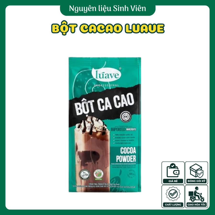 [Chính hãng có VAT] Bột cacao Lúave 500g date mới, ca cao nguyên chất pha chế đồ uống, cacao nóng sữ