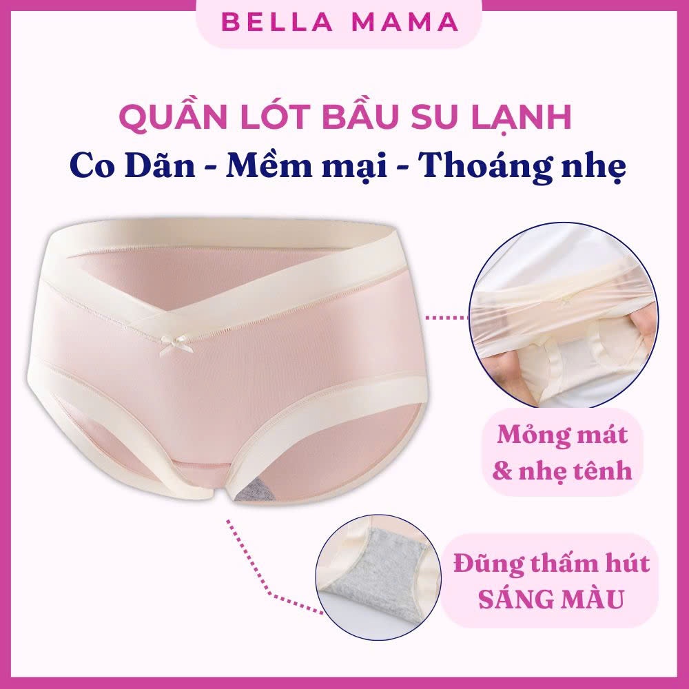 Quần Lót Bầu Bella Mama Cạp Chéo Chất Su Không Đường Viền Mềm Nhẹ Cho Mẹ Bầu Và Sau Sinh Q28