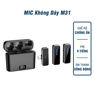 Mic Thu Âm Không Dây Cho Điện Thoại M31 (Bản 2 mic ), Bật Tắt Lọc Ồn - Micro Ghi Âm Cài Áo, Quay Video - AMi Holic Shop