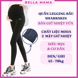 Quần legging bầu giữ nhiệt Sharkskin chất liệu moda lót nỉ siêu co dãn thoải mái quần đáp bụng cho mẹ bầu Q17 