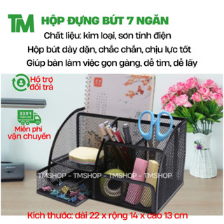 Hộp đựng bút 7 ngăn, kệ đựng bút,giỏ đựng bút, khay cắm bút, ống cắm bút để bàn làm việc