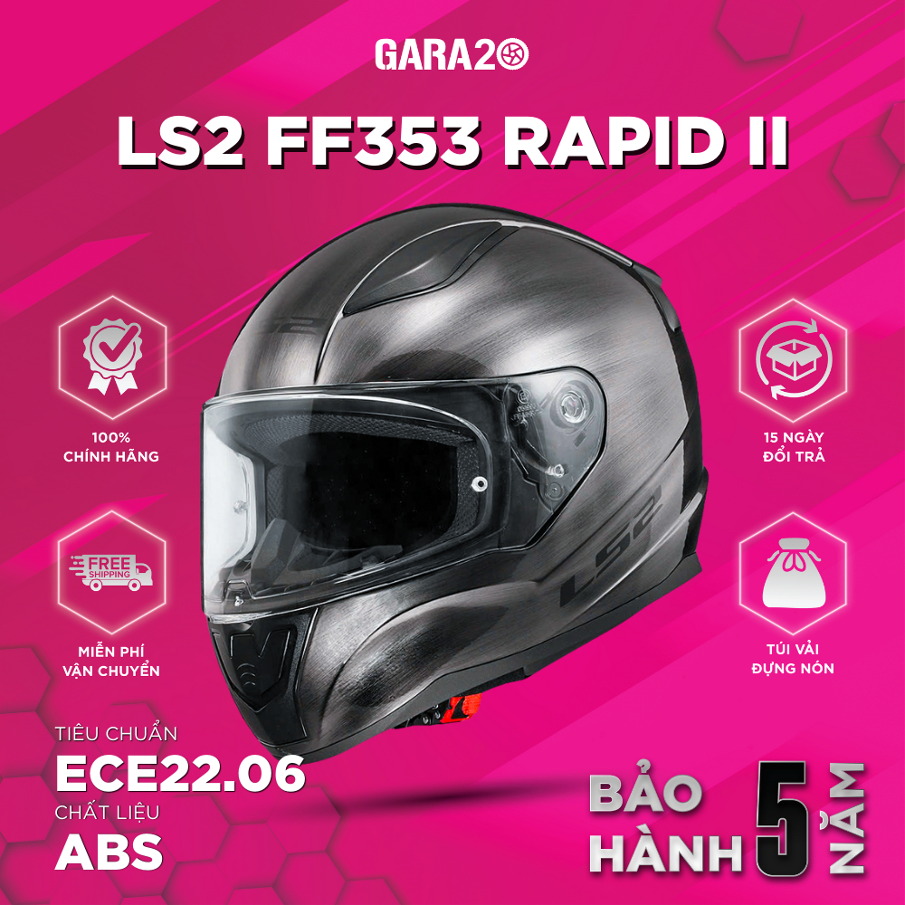 Mũ Bảo Hiểm Fullface LS2 FF353 Rapid II Chuẩn ECE 22.06 Đi Xe Máy Mô Tô PKL