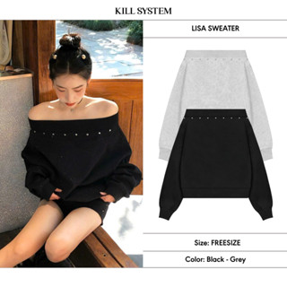 KILLSYSTEM- Áo sweater trễ vai đinh tán tay dài LISA