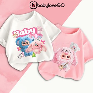 Áo thun bé gái BabyloveGO áo phông cộc tay cho bé in hình Baby Three chất thun cotton mềm mịn thấm hút mồ hôi