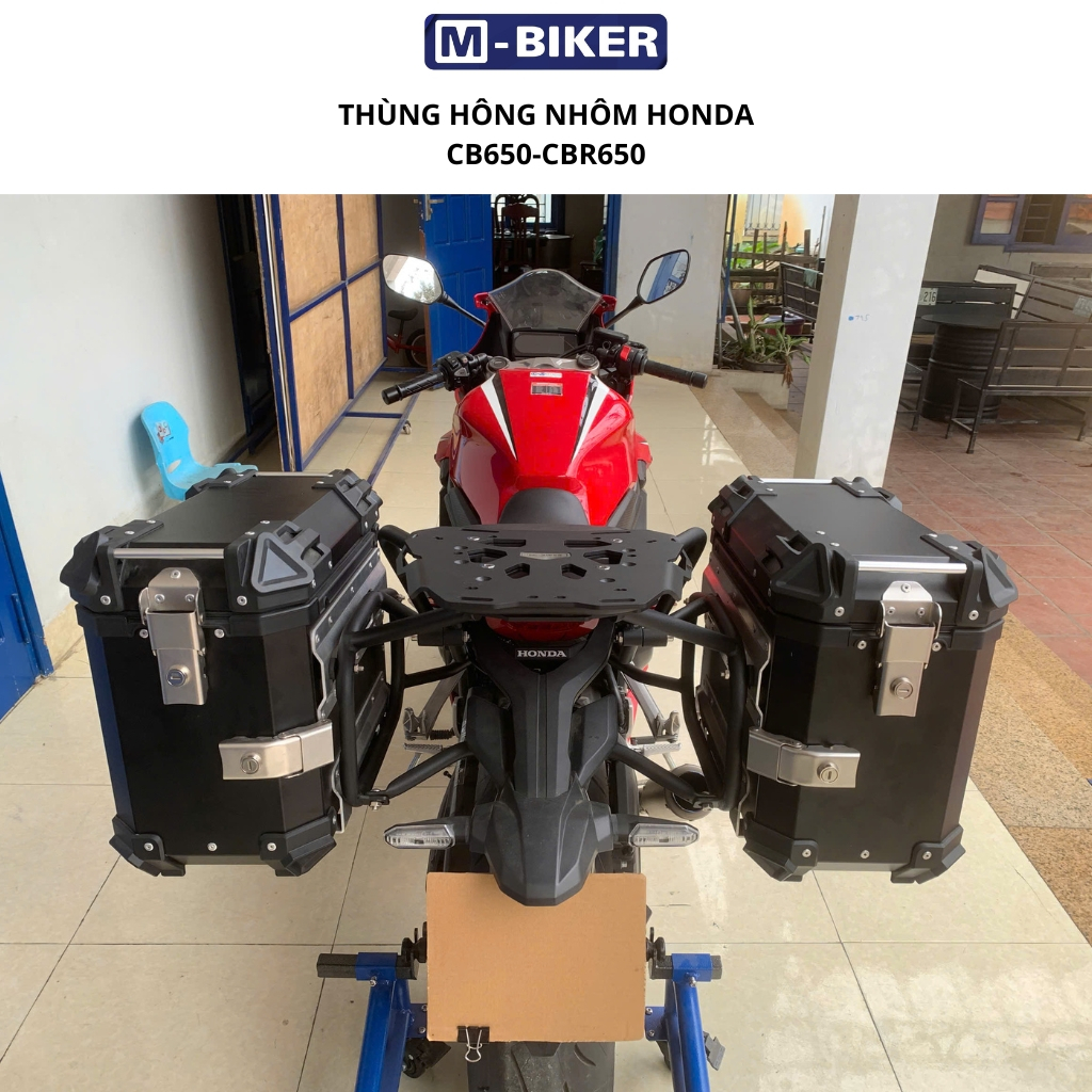 Thùng hông mbiker, thùng nhôm mbiker, thùng hông nhôm CB650-CBR650 chính hãng mbiker.