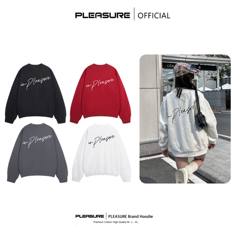 [ GIÁ TRẢI NGHIỆM ] Áo Sweater Nỉ Lông Cáo PLEASURE Signature Boxy Form Châu Âu Dáng Rộng Unisex Nam