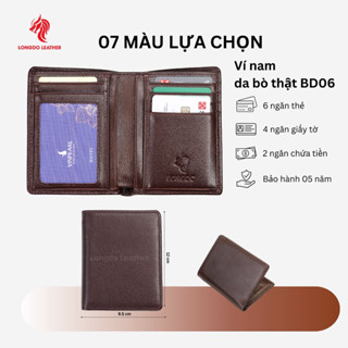 Bóp nam cao cấp da nappa màu nâu chocolate, bảo hành 5 năm thương hiệu Longdo Leather - BD06