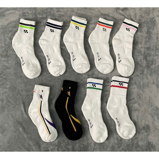 Tất Cầu Lông, Vớ Thể Thao Yonex Nam Nữ Cao Cấp Trắng Cổ Kẻ Dày Dặn