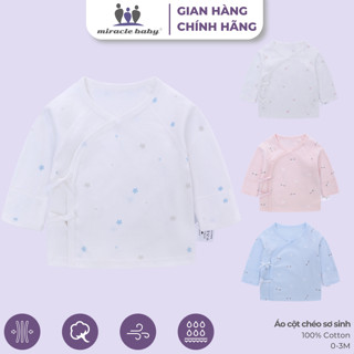  Combo 2 Áo Sơ Sinh Tay Dài Cài Lệch Cotton 100% Mềm Mại Thấm Hút Mồ Hôi Tốt - Miracle Baby 