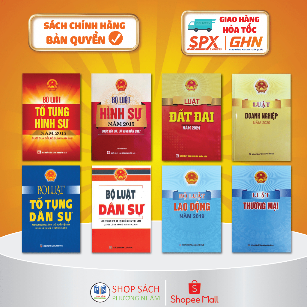 Sách - Combo 8 cuốn Sách Luật - Hình sự, Dân Sự, Đất Đai, Doanh Nghiệp, Lao Động - Lẻ tùy chọn