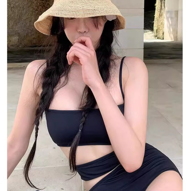 [ĐỒ BƠI LIỀN MẢNH LOẠI 1] Bikini 1 mảnh đi biển DÂY EO màu đen sang chảnh chất vải mềm mịn co giãn thoải mái | BigBuy360 - bigbuy360.vn