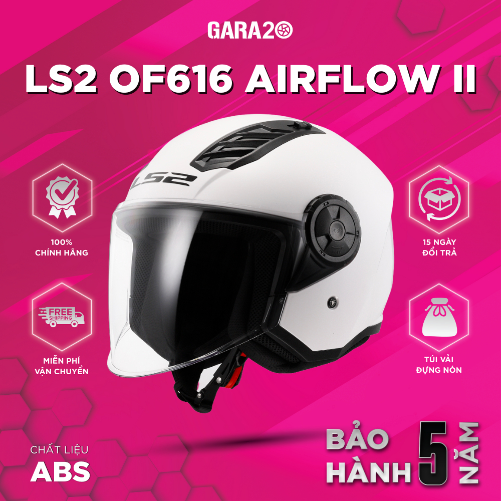 Mũ Bảo Hiểm 3/4 LS2 OF616 Airflow II Asian Fit Có Kính Đi Xe Máy Mô Tô PKL Thoáng Khí [Chính Hãng]