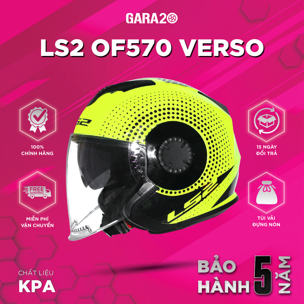 Mũ Bảo Hiểm 3/4 LS2 VERSO OF570 2 Kính Chuẩn ECE 22.05 Bảo Vệ Đi Xe Máy PKL [Hàng Chính Hãng]