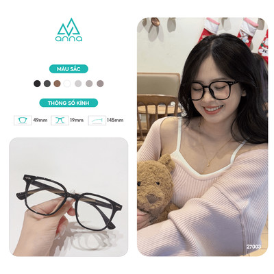 Kính mắt thời trang nam nữ ANNA dáng vuông mắt to cá tính chất liệu nhựa dẻo chắc chắn OL 27003