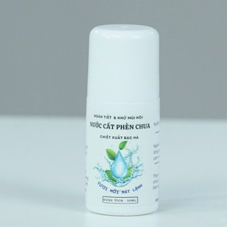 Lăn Nước Cất Phèn Chua Mix Tinh Thể Bạc Hà - Dạng Chai Lăn 50ml - Hỗ Trợ Khử Mùi Hôi Nách Làm Trắng Da Vùng Nách,...