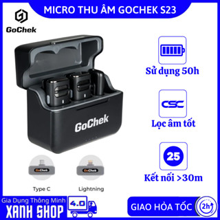 Micro thu âm không dây GoChek kèm Dock sạc lọc tạp âm khi live/quay video/ ghi âm cho điện thoại/máy tính GC-C/D S23