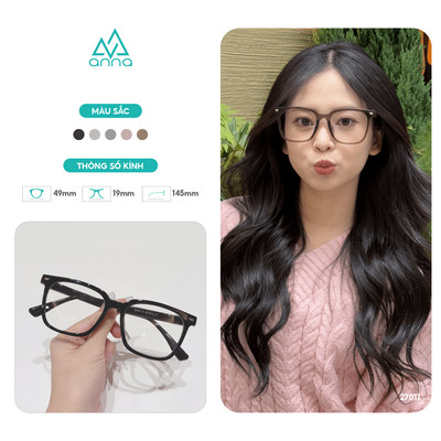 Kính mắt thời trang nam nữ ANNA chất liệu nhựa dáng vuông unisex cá tính hiện đại OL 27011
