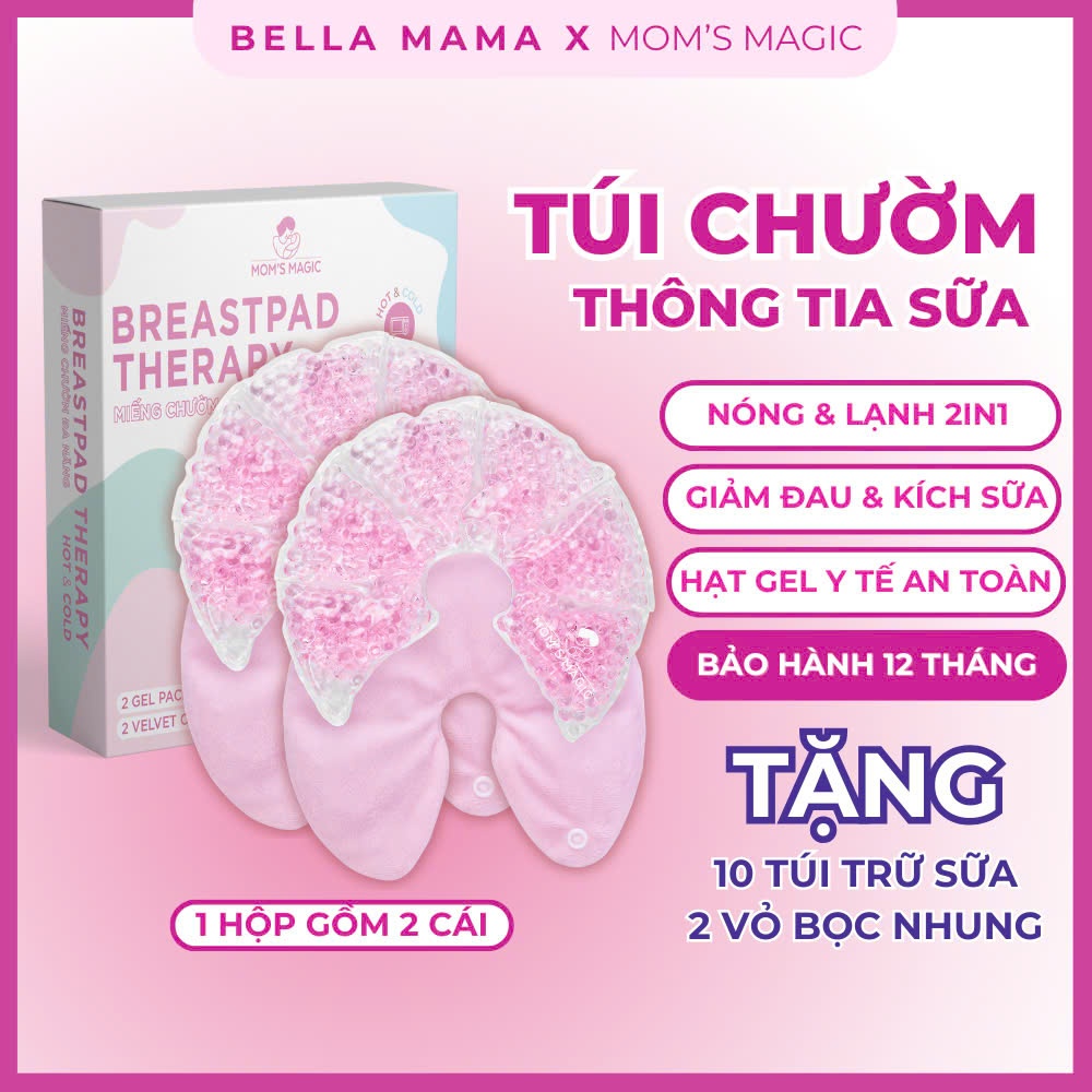 Túi chườm ngực giảm đau Mom's Magic, chườm ngực nóng lạnh thông tắc tia sữa giúp mẹ kích sữa, giảm đau (Hộp 2 cái)