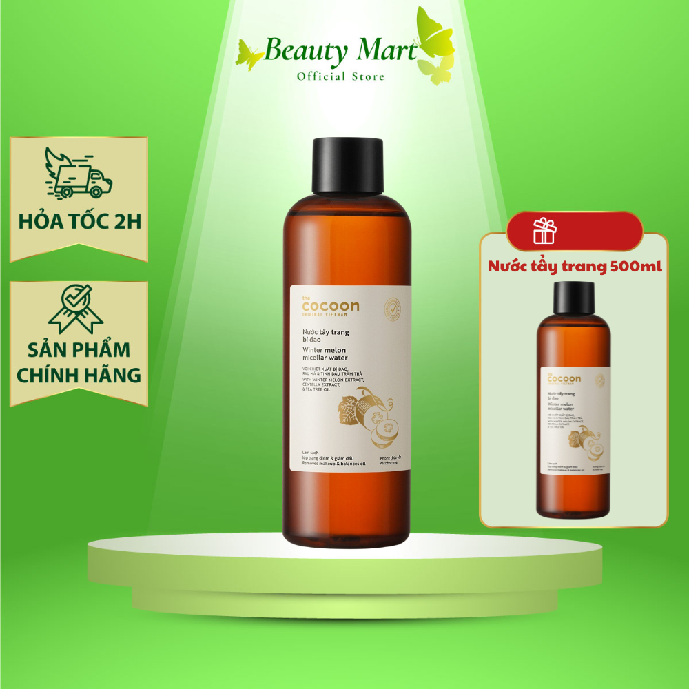 Nước tẩy trang bí đao Cocoon 500ml - Tẩy trang Cocoon - giúp làm sạch dầu thừa, bụi bẩn - Nước tẩy t