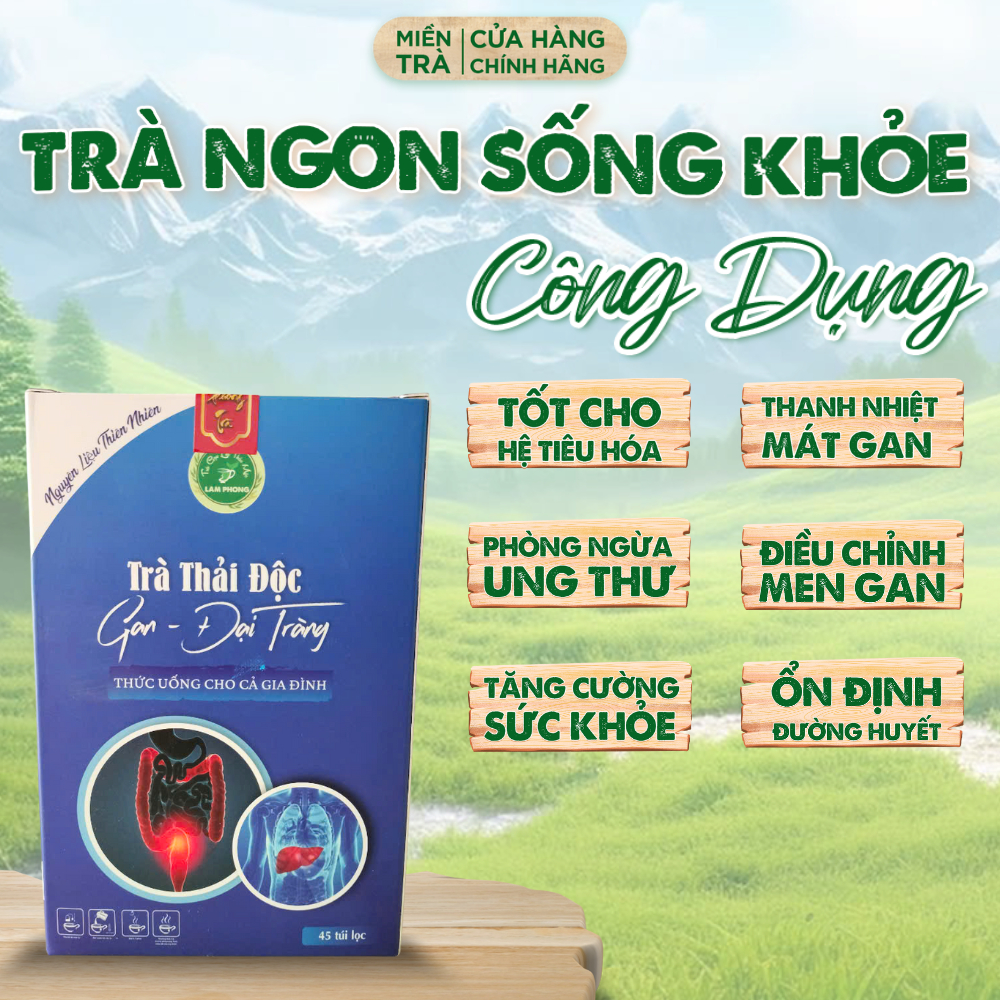 [SALE TẾT - GIẢM ĐẾN 40%] Trà Thanh Lọc Cơ Thể, Hỗ Trợ Tiêu Hóa - Thải Độc Gan Đại Tràng Lam Phong MIỀN TRÀ [Hộp 45 Túi]