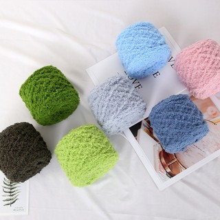  Len Bông Xù 100g Mềm Mịn Cuộn Chỉ Len Sợi San Hô Dày Dặn Dùng Làm Khăn Choàng Thú Bông 