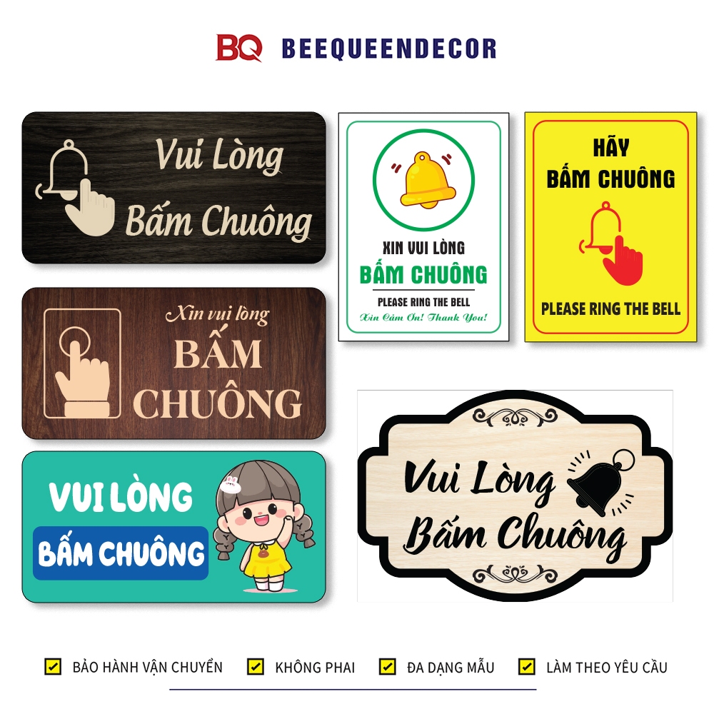 Biển Vui Lòng Bấm Chuông, Bảng Nhắc Nhở Bấm Chuông, Biển Bấm Chuông Cửa Treo Cửa