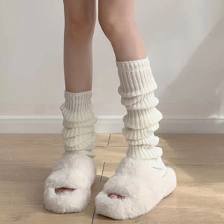  Tất Ống Chân Dệt Kim 40cm Màu Trắng Tất Chân Thời Trang Mới 2024 