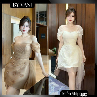 Váy tafta pha tơ nhún eo lệch tà đi tiệc sang chảnh M102 _BY VANI
