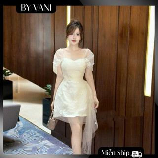Váy tafta pha tơ nhún eo lệch tà đi tiệc sang chảnh M102 _BY VANI